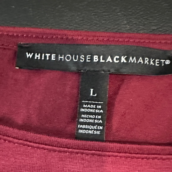 White House Black Market Burgundy Long Sleeve Top with Lace bottom decoration - Picture 7 of 8